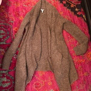 Joie taupe asymmetrical wrap cardigan sweater